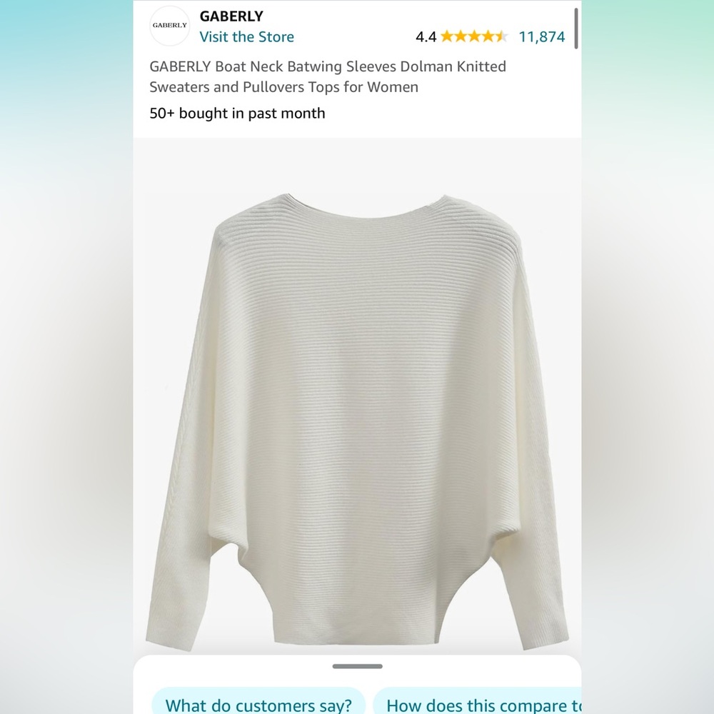 White, one size sweater from Amazon - great condition